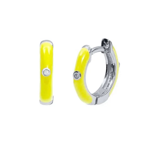 New Stainless Steel Round Hoop Earrings Colourful Crystal Zirconia