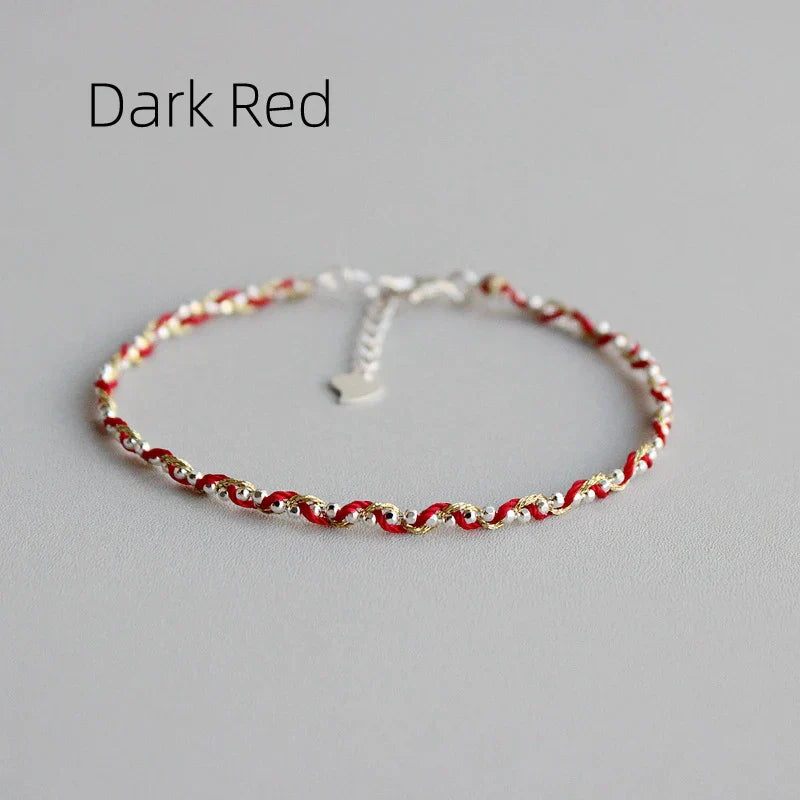 La Monada 16+2cm 14K Gold Filigree Line 925 Sterling Silver Rope Bracelets Thread Line String Jewelry Bracelets For Women Girls
