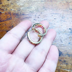 Gold Hinged Hoop Earrings Sparkling Rainbow 925 Sterling Silver Bohemia