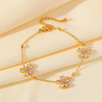 Flower Clover Zircon Stainless Steel Bracelet 2025 Trendy Wrist Chain