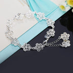 20cm Beautiful Flowers Bracelet 925 Sterling Silver Classic Wedding Jewellery