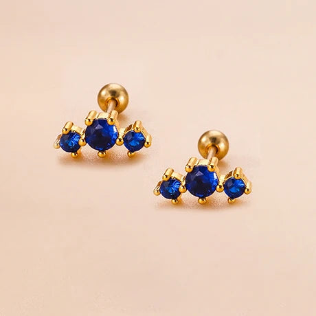 New Stainless Steel Blue Zircon Collection Stud Earrings Butterfly