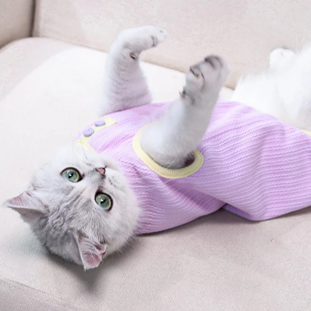 Knitted Cat Vest Warm Thermal Plush Kitty Sweater Fleece Jacket Pullover