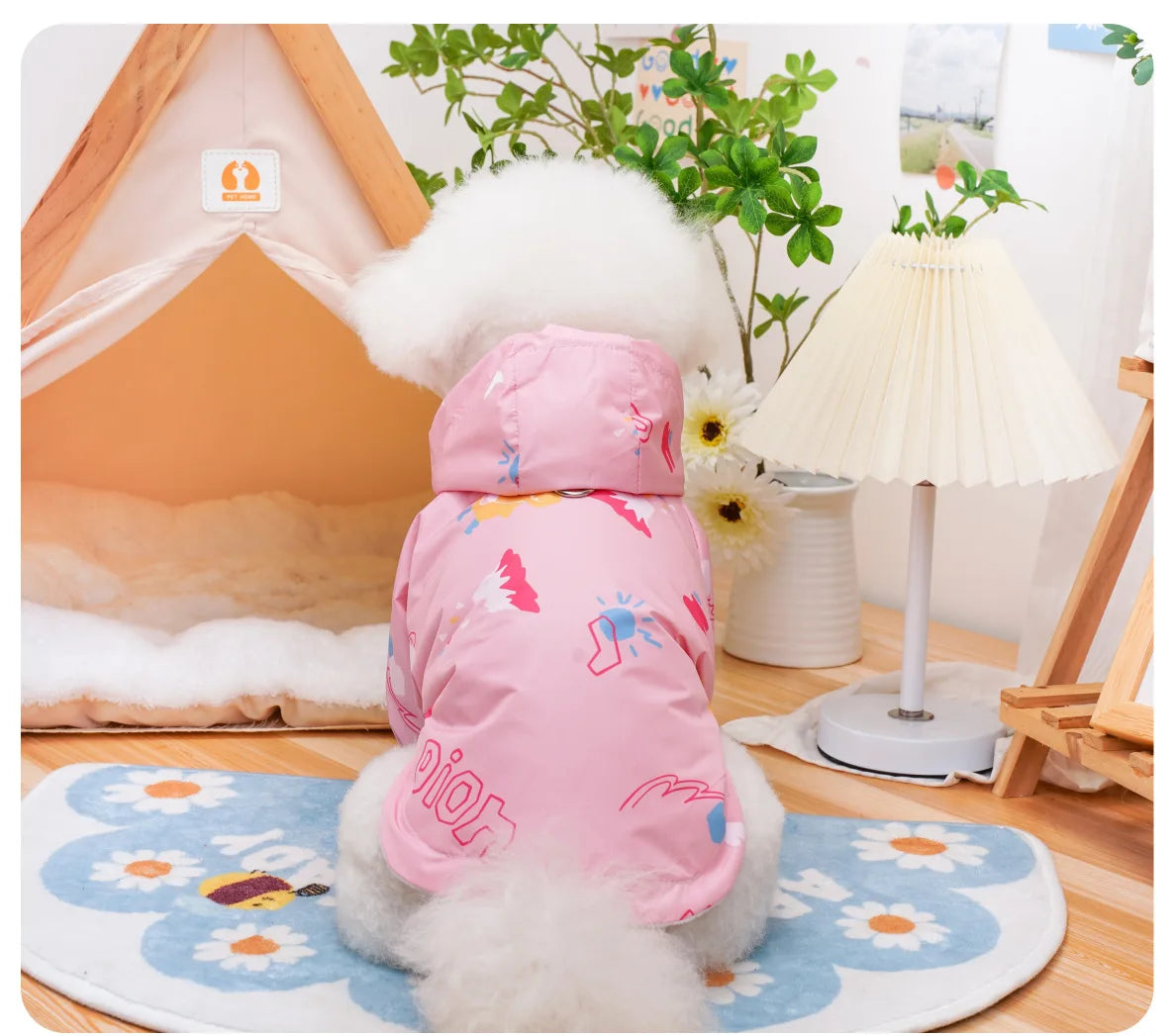 Windproof Hooded Jacket Dogs Cats Warm Winter Coat Fleece Lined Outdoor Wear