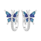 925 Sterling Silver Blue White Cross Versatile Hoop Earrings Birthday Gift