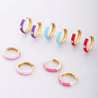 New Stainless Steel Round Hoop Earrings Colourful Crystal Zirconia