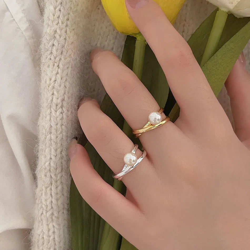 925 Sterling Silver Irregular Pearl Ring Aesthetic Luxury Jewellery Accessory Wholesale