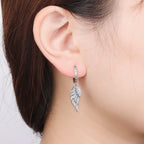 925 Sterling Silver Sparkling Wings Drop Earrings Trendy Anniversary Gift
