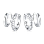 925 Sterling Silver Square Chain Stone Inlaid Hoop Earrings Trendy Jewellery