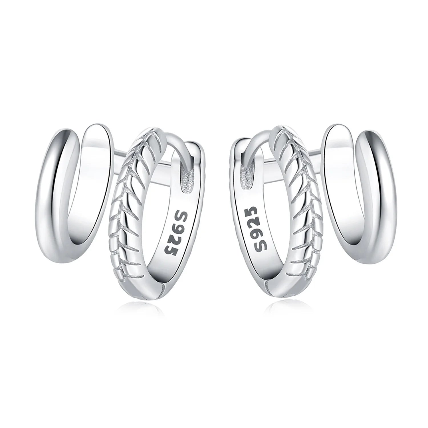 925 Sterling Silver Square Chain Stone Inlaid Hoop Earrings Trendy Jewellery