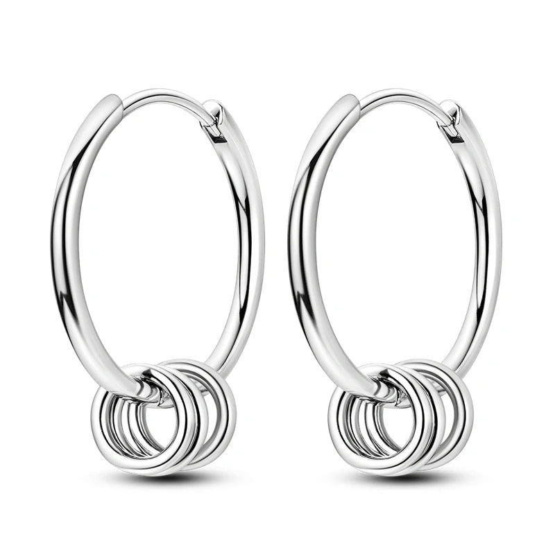 925 Sterling Silver Crystal Circular Eardrops Fashion Versatile Drop Earrings