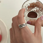 925 Sterling Silver Weave Adjustable Ring Wedding Vintage Luxury Jewellery Accessory