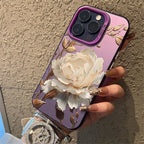 Gold Lotus Silver IMD Case for iPhone 16 15 14 13 12 11 Pro Max