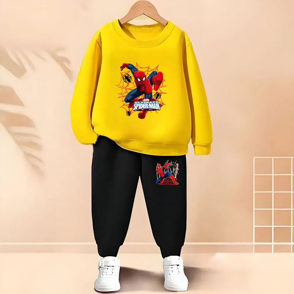 Boys Cartoon Print Pullover and Trousers 2-Piece Thin Casual Tracksuit