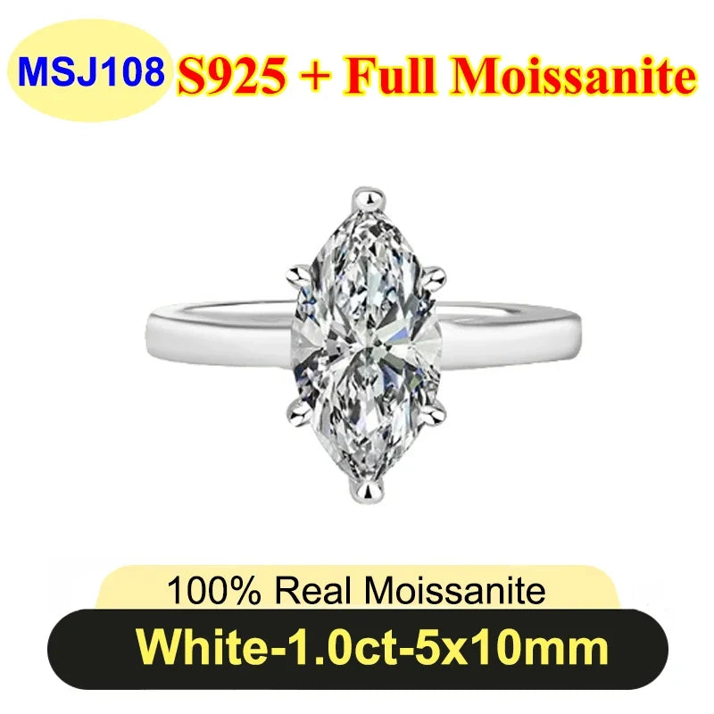 PureNew 1ct-4ct Radiant Cut Full Moissanite Diamond Rings For Women Original 925 Silver Luxury Oval Cut Lady's Diamond Ring 2025