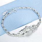 Beautiful Flowers Chain Charm Bracelet 925 Sterling Silver Women Fashion Gift