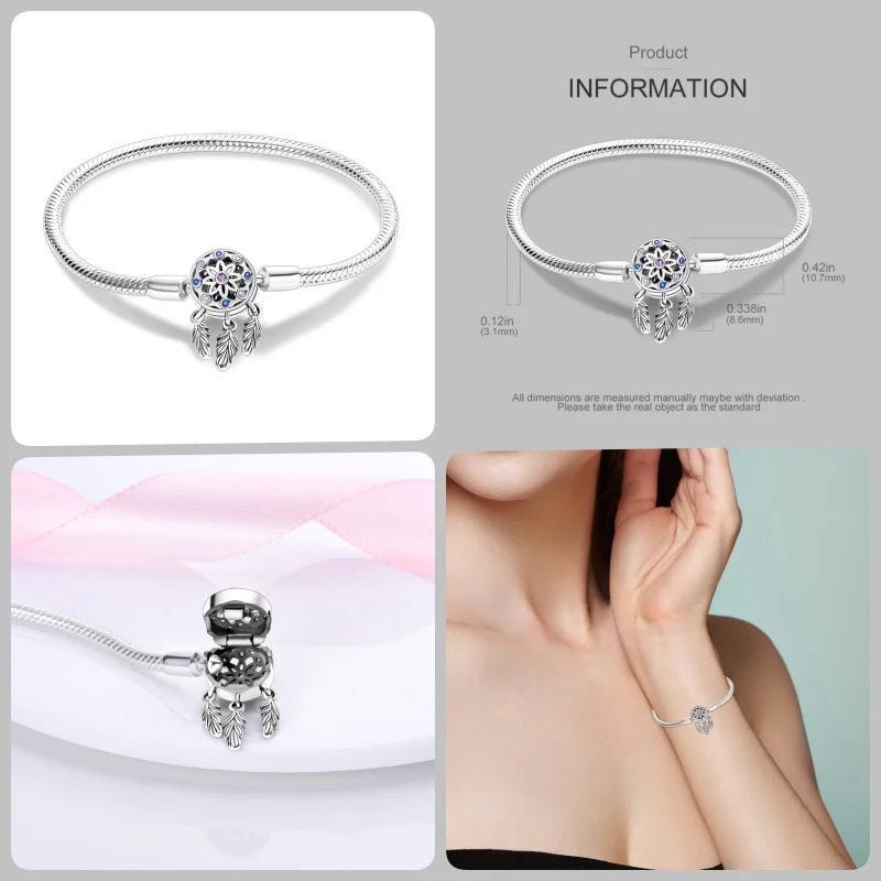 925 Silver 17-20CM Heart Pave Zirconia Original Bracelets Infinity Bracelet Fit DIY Charms Bead Birthday Jewelry Gifts Hot Sale