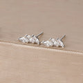 Exquisite Crystal Leaves Stud Earrings Stainless Steel Horse Eyes