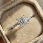 925 Sterling Silver Eternity Princess Square Cubic Zirconia Crystal Rings Women's Wedding Engagement Luxury Classic Lady Jewelry
