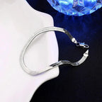 4mm Blade Chain Bracelet 8-inch 925 Sterling Silver Men Women Christmas Gift