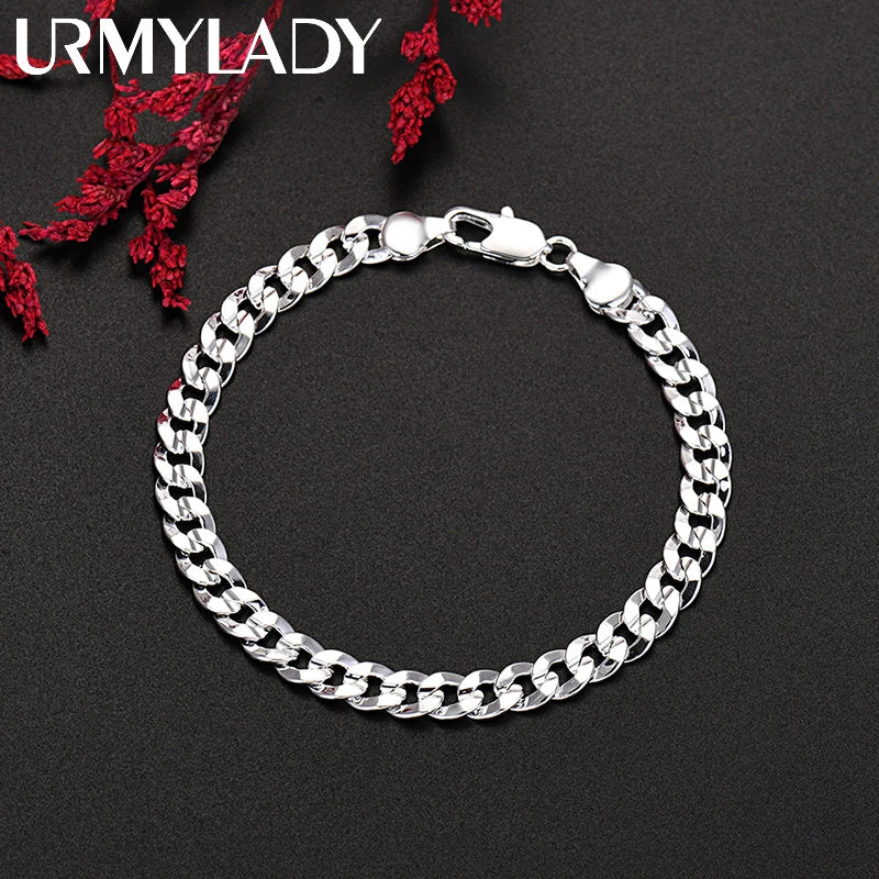 7mm Chain Bracelet 925 Sterling Silver Men Women Luxury Designer Jewellery