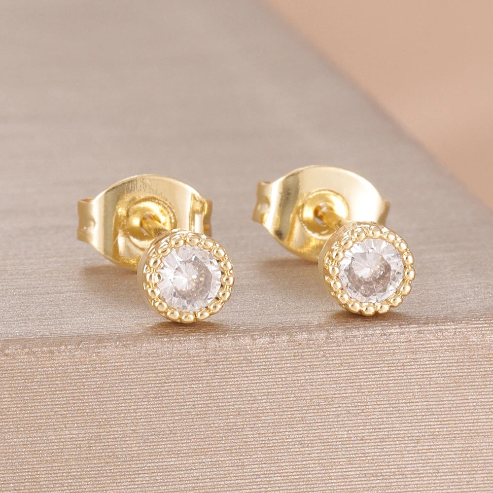 2PCS Fashion Geometry Zirconia Twinkle Star Stud Earrings Shinny