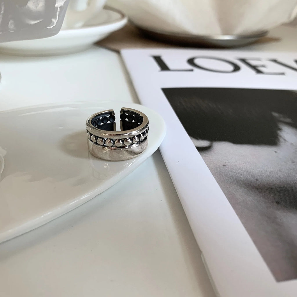 925 Sterling Silver Geometry Sanding Adjustable Rings For Women Elegant Wedding Luxury Jewelry Accessories Argent 925