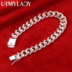 10mm Gold & Silver Chain Bracelet Men Women Noble Wedding Fashion Jewellery