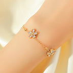 Flower Clover Zircon Stainless Steel Bracelet 2025 Trendy Wrist Chain