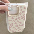 Pink Leopard Print Lychee Case for iPhone 17 16 15 14 13 Pro Max