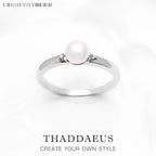 Pearl and Zircon Ring 925 Sterling Silver Glam Spring Trendy Jewellery Women