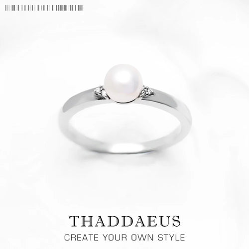Pearl and Zircon Ring 925 Sterling Silver Glam Spring Trendy Jewellery Women