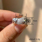 925 Sterling Silver Fashion Luxury Paved Crystal Cubic Zirconia Hip Hop Finger Ring Versatile Jewellery