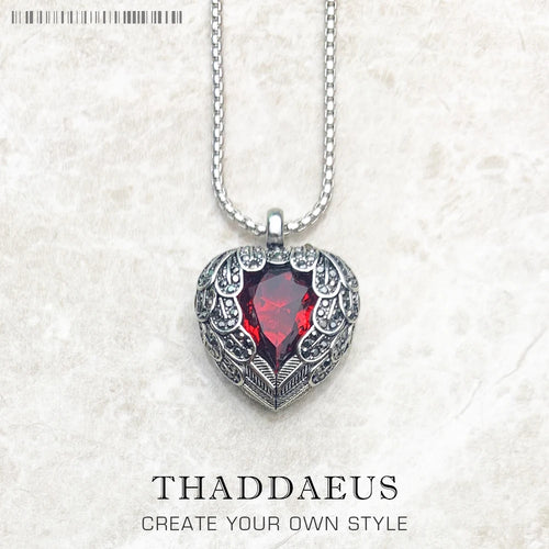Red Winged Heart Pendant Necklace 925 Sterling Silver Fashion Jewellery Gift