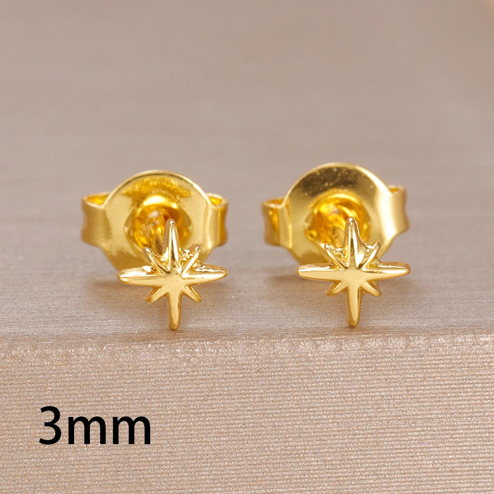 Fashion Minimalist Star Stud Earring 14K Gold Plated Mini Daily