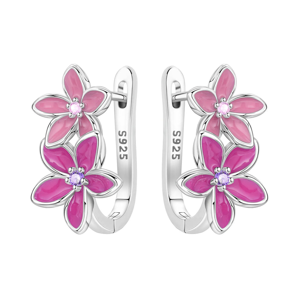 925 Sterling Silver Blue Leaf Plant Ear Studs Hoop Earrings Jewellery Gift