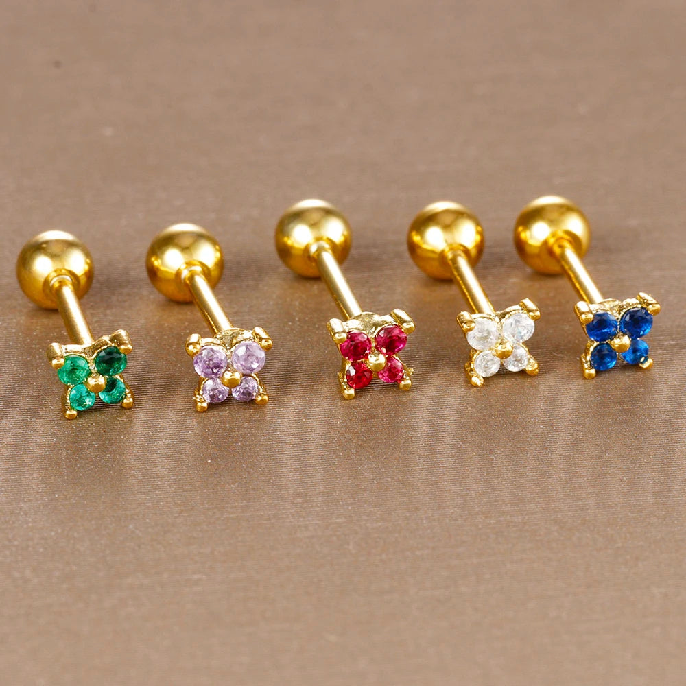 1PC Stainless Steel Birthstone Mini Stud Earrings 12 Constellation