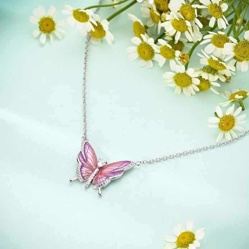 925 Sterling Silver Luminous Firefly Heart Shaped Zircon Pendant Necklace For Women Fashion Anniversary Birthday Jewelry Gifts