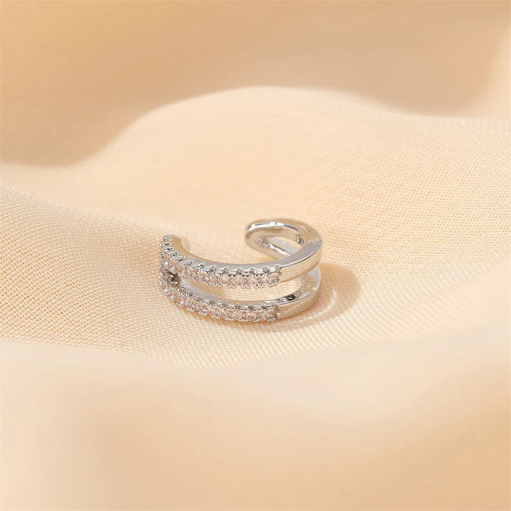 Fashion Stainless Steel Zirconia Chain Small Hoop Earrings Flower Pendant