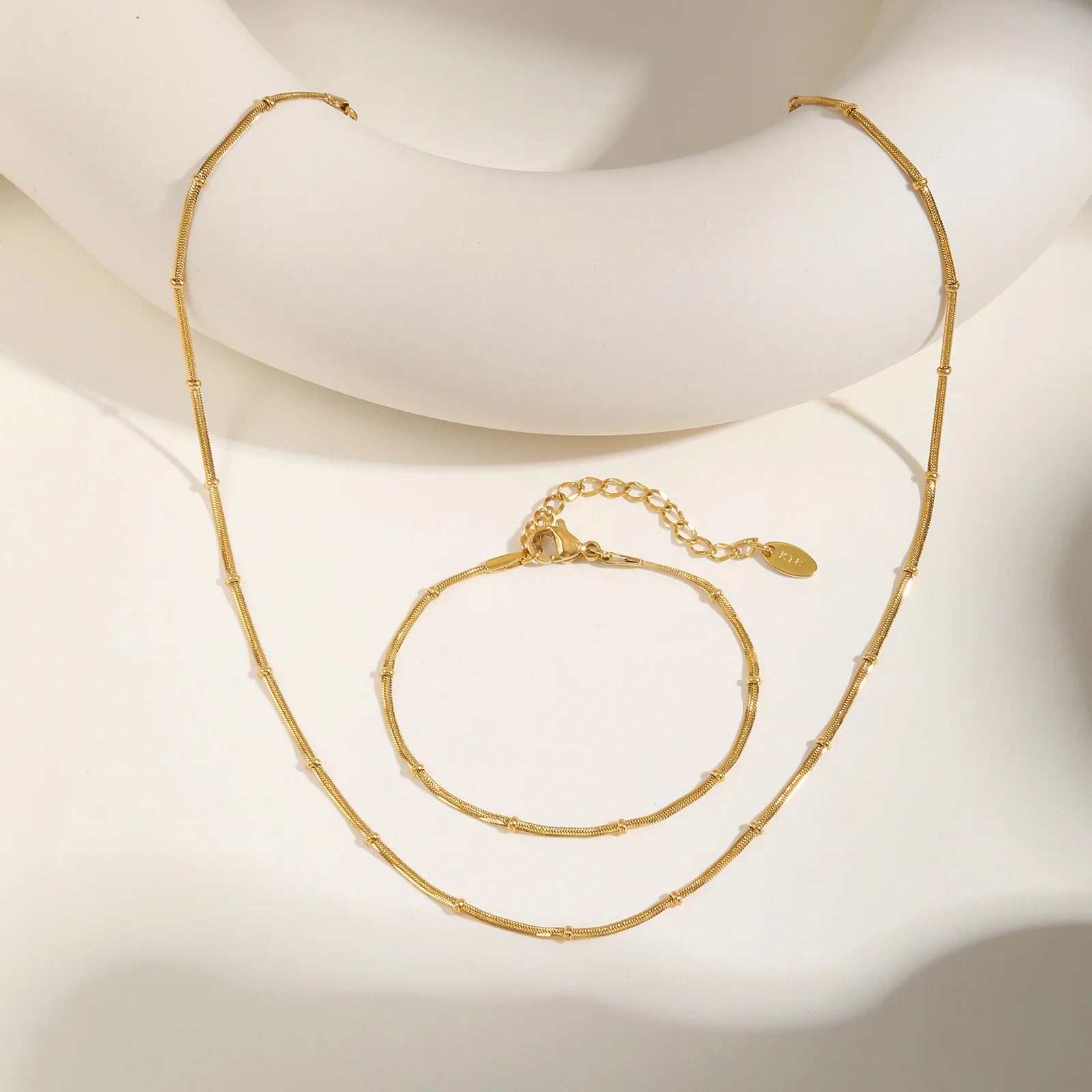 Stainless Steel Snake Ball Bead Chain Bracelet For Women, 18k Gold Plated Thin Link Layered Hand Wristband Christmas Gift