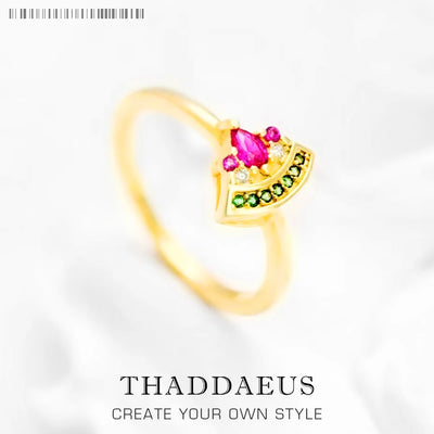 Golden Watermelon Ring 925 Sterling Silver Glam Fashion Stylish Jewellery
