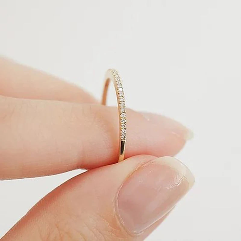 925 Sterling Silver Rings Half Eternity Moissanite Wedding Band for Women 1.3mm 1.6mm 1.8mm 2.0mm Stacking Matching Bridal Ring