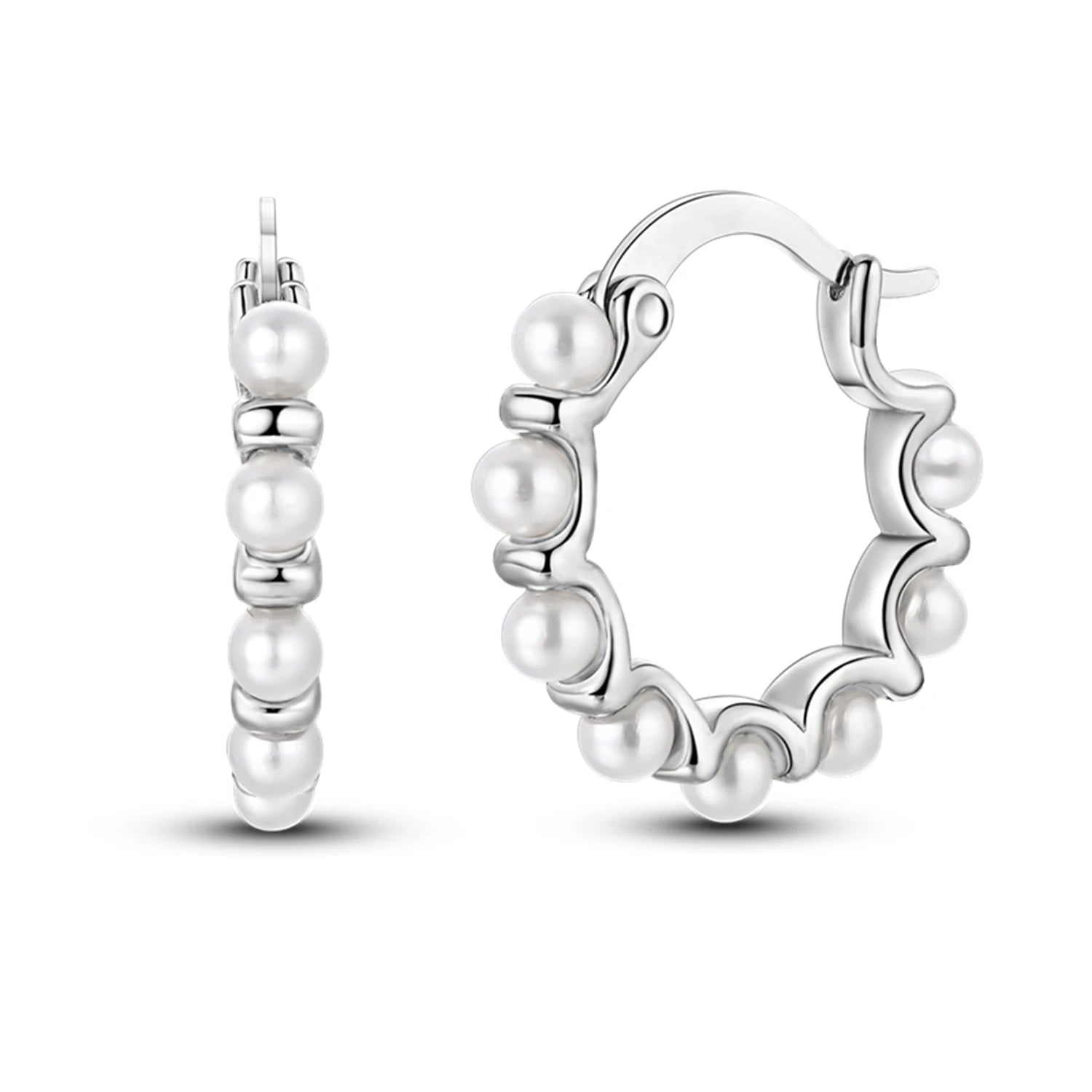 925 Sterling Silver Vintage Patterned Stone Inlaid Hoop Earrings Trendy Gift
