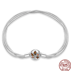 925 Silver 17-20CM Heart Pave Zirconia Original Bracelets Infinity Bracelet Fit DIY Charms Bead Birthday Jewelry Gifts Hot Sale