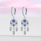 925 Sterling Silver Dreamcatcher Feather Ear Studs Hoop Earrings Jewellery Gift