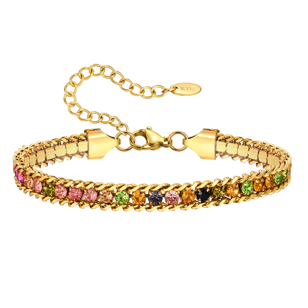 Stainless Steel Tennis Bracelets for Women, Iced Out 5A Cubic Zirconia Stones Charm Bracelets, Ladies Bridal Wedding Jewelry
