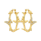 925 Sterling Silver Elegant Golden French Organ Hoop Earrings Trendy Jewellery