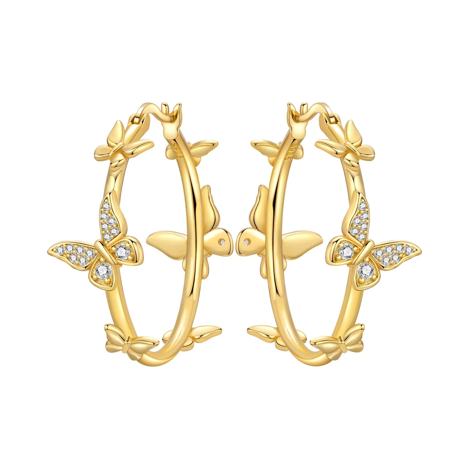 925 Sterling Silver Curled Grass Pattern Flower Hoop Earrings Women's Jewellery