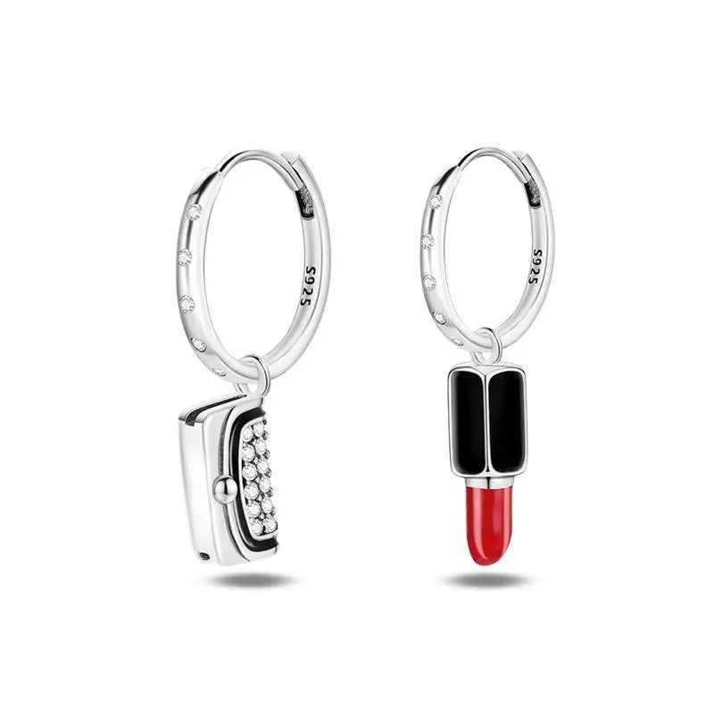 925 Sterling Silver Asymmetric Key Lock Drop Earrings Trendy Jewellery Gift