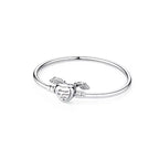 For Women 925 Sterling Silver Moments Heart Closure Bracelet Classic Snake Chain Jewelry Gift Fit Original Charm DIY